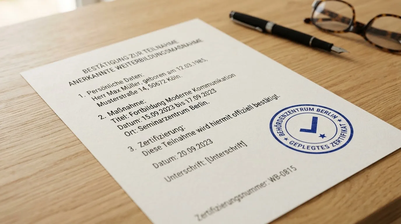 Nahaufnahme einer gedruckten Liste zugelassener Glücksspielanbieter neben einem amtlichen Prüfsiegel.