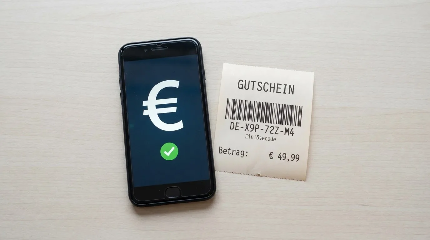Illustration eines Ablaufs von Barzahlung an der Kasse bis zur Gutschrift auf dem Spielerkonto.
