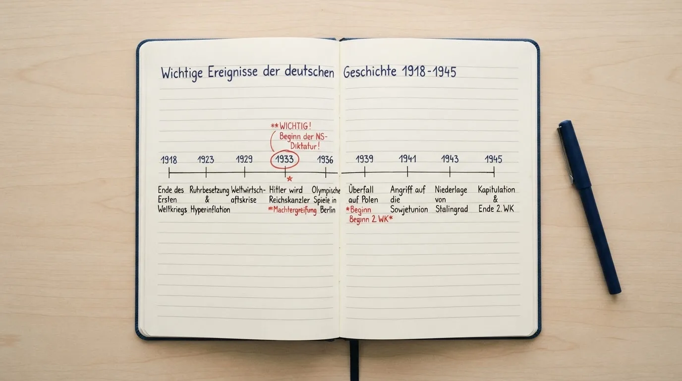 Nahaufnahme eines Kalenders mit einem markierten Datum auf einem Schreibtisch.