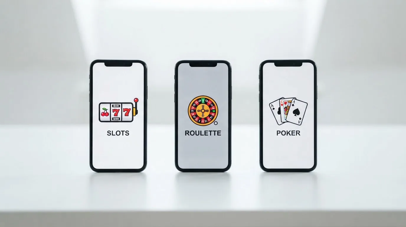 Nebeneinander aufgereihte Smartphones mit unterschiedlichen App-Symbolen auf einem hellen Tisch.